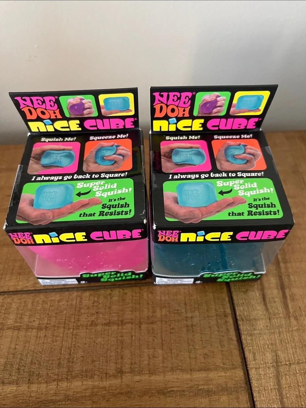 Schylling Needoh Nice Cube set of 2 Super Solid Squish - Pink and Blue